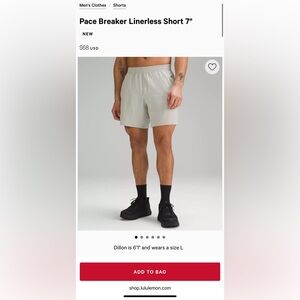 Medium Men’s Lululemon - Pace Breaker Linerless Short 7"